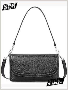 Genuine Leather Small Crossbody Bag with RFID Wallet, Trendy Shoulder Handbag